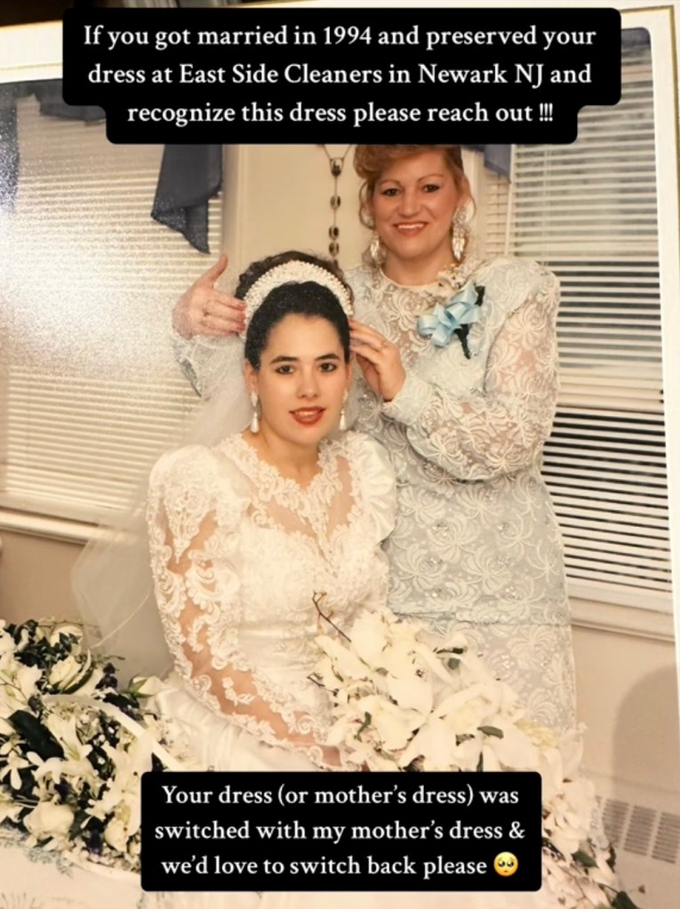 Pereira's mother got married in 1994 and her dress was kept. But apparently they were given the wrong dress that time.